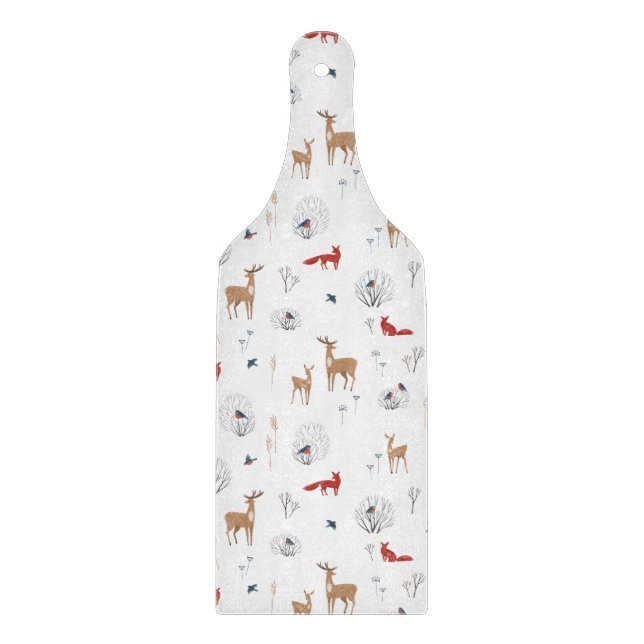 Cute Festive Animals Winter Christmas Pattern. Cutting Board (Front)