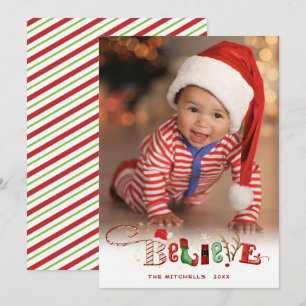 Cute Festive BELIEVE One Photo Christmas Spirit