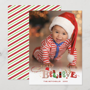 Cute Festive BELIEVE One Photo Christmas Spirit