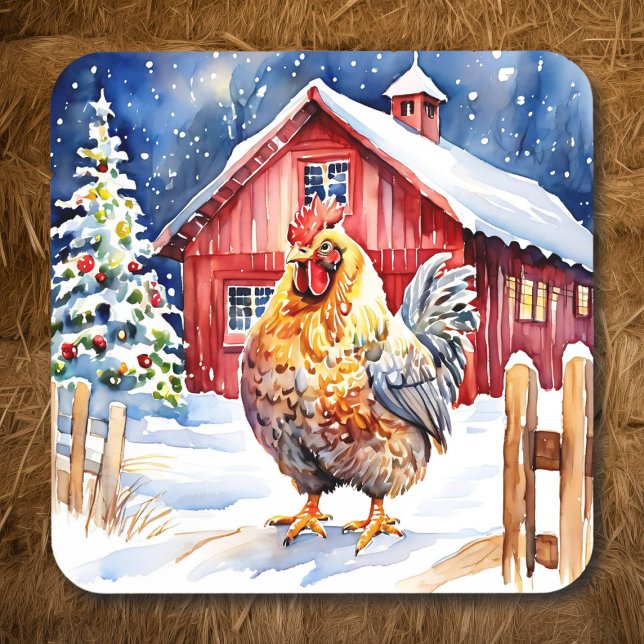 Cute Festive Chicken Christmas  Coaster (Creator Uploaded)