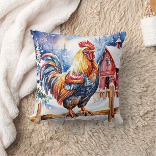 Cute Festive Chicken Christmas  Cushion