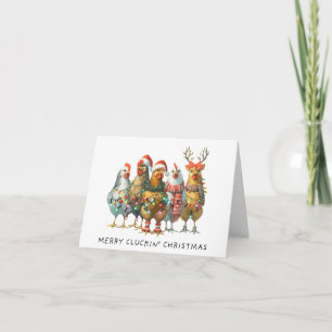 Cute Festive Chickens Christmas Greeting Card