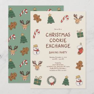 Cute Festive Christmas Cookie Exchange Swap Party Invitation
