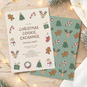 Cute Festive Christmas Cookie Exchange Swap Party Invitation