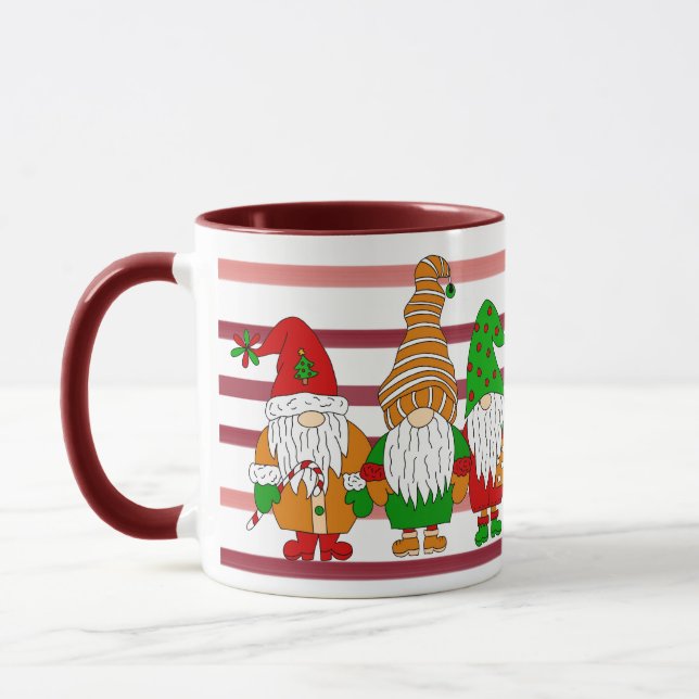 Cute Festive Christmas Gnomes Mug (Left)