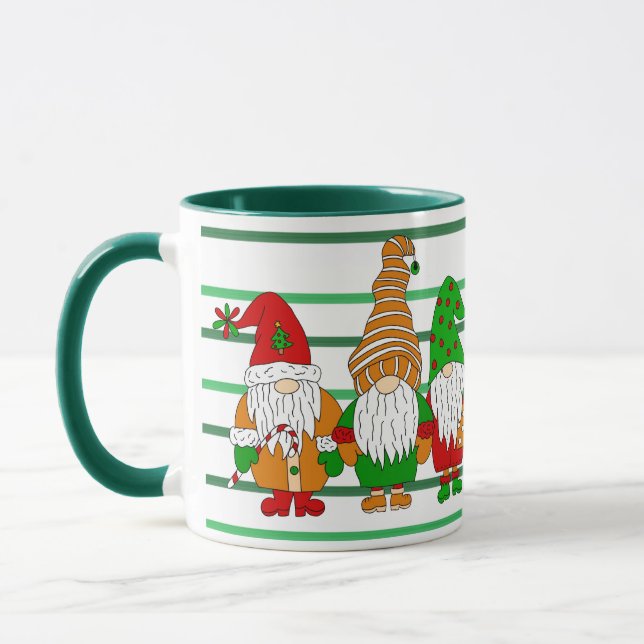 Cute Festive Christmas Gnomes  Mug (Left)