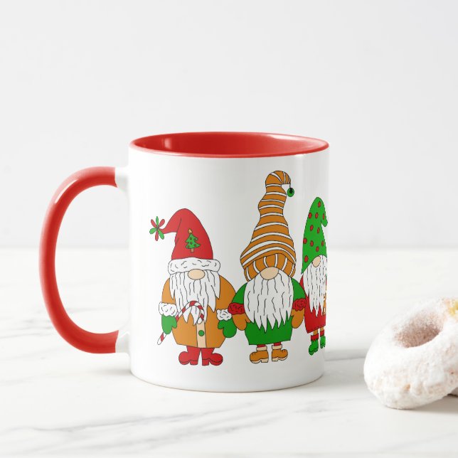 Cute Festive Christmas Gnomes   Mug (With Donut)