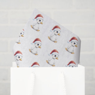 Cute Festive Christmas Goose Duck With Santa Hat Tissue Paper