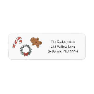 Cute Festive Christmas Holiday Return Address Label