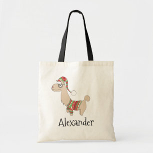 Cute Festive Christmas Llama Kids Tote Bag