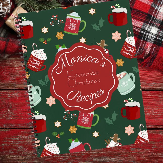 Cute Festive Christmas Mugs Pattern Recipe  Notebook (Creator Uploaded)