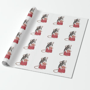 Cute Festive Christmas rat Wrapping Paper