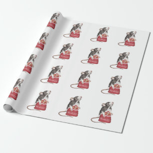 Cute Festive Christmas rat Wrapping Paper