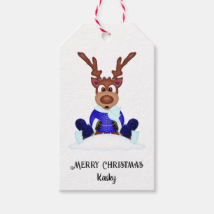 Cute Festive Christmas Reindeer Customised Gift Tags