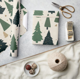 Cute Festive Christmas Tree Pattern Wrapping Paper