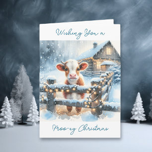 Cute Festive Cow Card Personalised Christmas