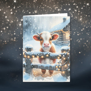 Cute Festive Cow Card Personalised Christmas