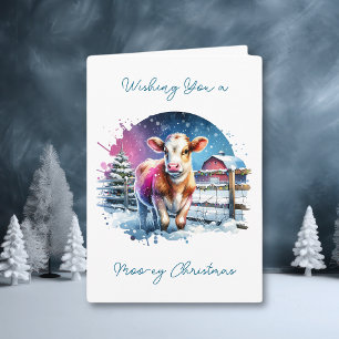 Cute Festive Cow Card Personalised Christmas