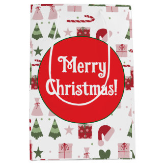 Cute festive editable Merry Christmas Medium Gift Bag
