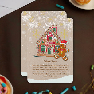 Cute Festive Gingerbread House Baby Shower Thank You Card