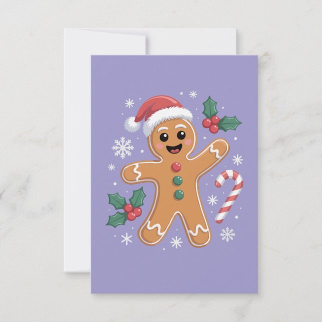 Cute Festive Gingerbread Man Christmas Cookie  Invitation (Front)