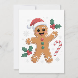 Cute Festive Gingerbread Man Christmas Cookie  Invitation