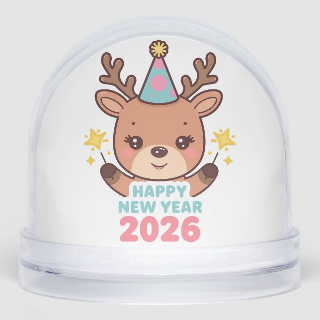 cute festive happy new year 2026 snow globe (Front)