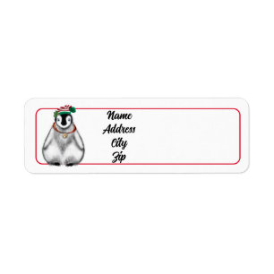 Cute festive holiday Penguin Return Address Label