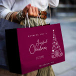 Cute Festive Magenta Christmas  Large Gift Bag<br><div class="desc">Looking for the perfect little something to spread holiday cheer? Look no further than our Cute Festive Christmas Gift Bag in stunning Magenta. Adorned with a stylish Christmas tree design and elegant calligraphy, this bag is sure to make your gift stand out under the tree. Crafted with high-quality materials and...</div>