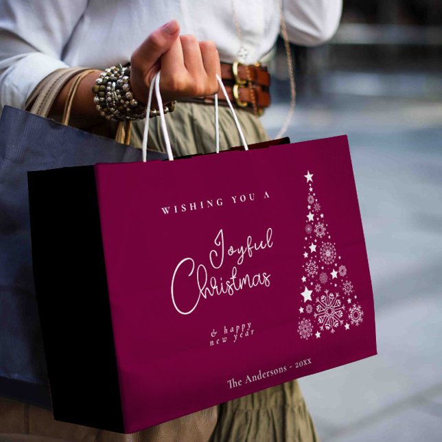 Cute Festive Magenta Christmas  Large Gift Bag (Cute Festive Magenta Christmas Large Gift Bag)