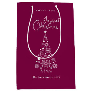 Cute Festive Magenta Christmas Medium Gift Bag