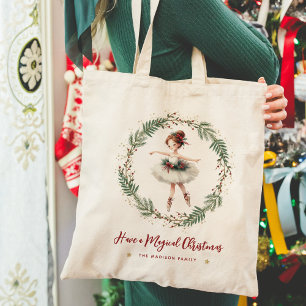 Cute Festive Magical Christmas Ballerina Tote Bag