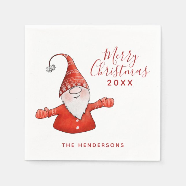 Cute Festive Merry Christmas Napkin (Front)