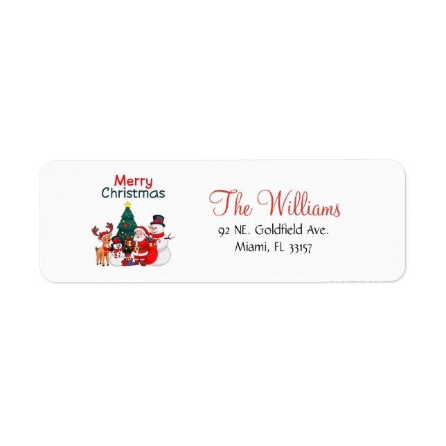 Cute Festive Merry Christmas Return Address Label (Front)