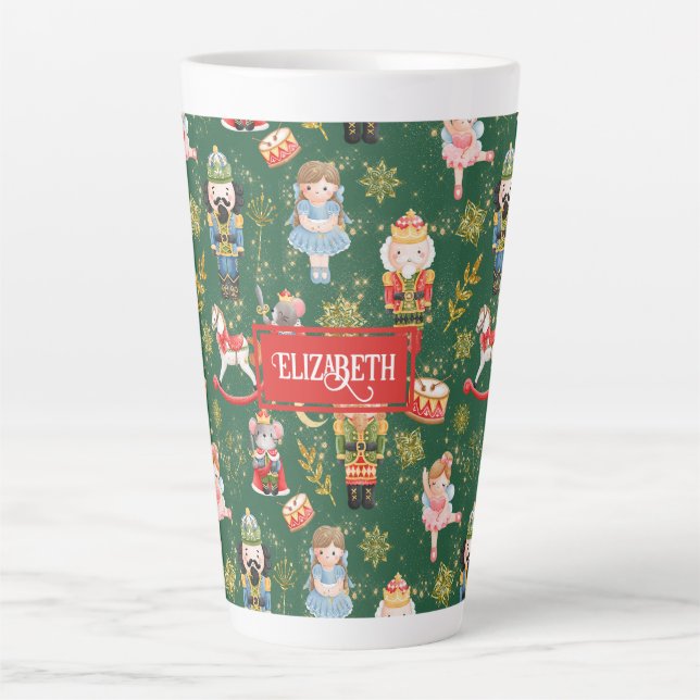 Cute Festive Nutcracker Ballet Characters Name Latte Mug (Front)