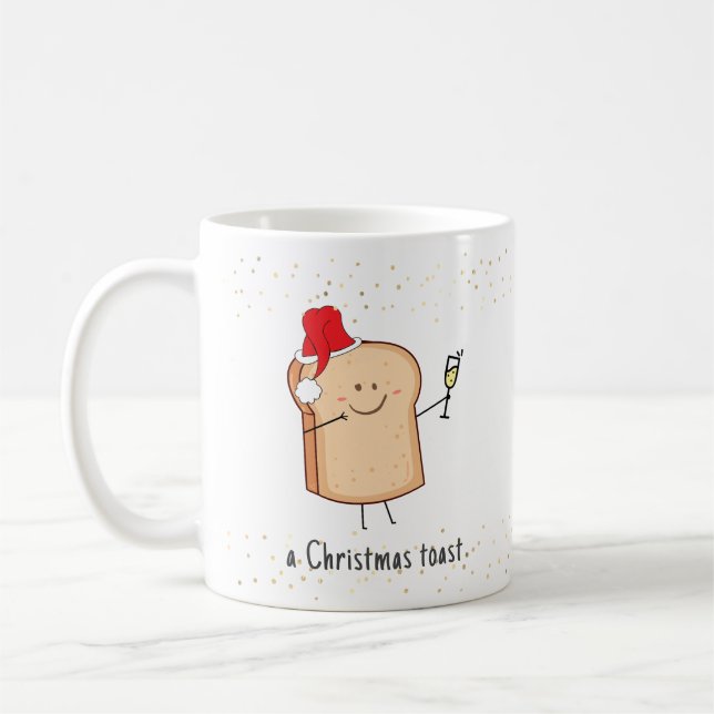 Cute Festive Piece of Toast Christmas Coffee Mug (Left)
