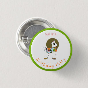 Cute festive pinata llama BIrthday party 3 Cm Round Badge