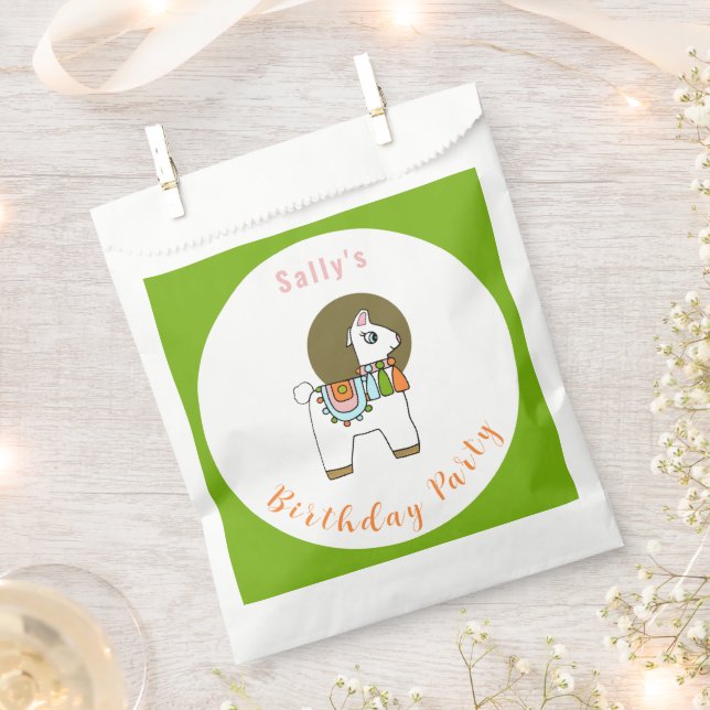 Cute festive pinata llama BIrthday party Favour Bag (Clipped)