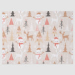 Cute Festive Pink Christmas Tree Snowman Reindeer Tissue Paper<br><div class="desc">Cute Festive Pink Christmas Tree Snowman Reindeer Wrapping Paper</div>