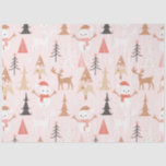 Cute Festive Pink Christmas Tree Snowman Reindeer Tissue Paper<br><div class="desc">Cute Festive Pink Christmas Tree Snowman Reindeer Wrapping Paper</div>