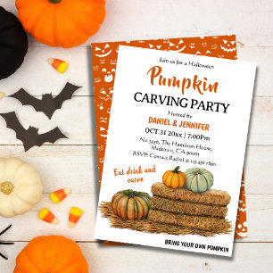 Cute festive pumpkin carving Halloween party Invitation