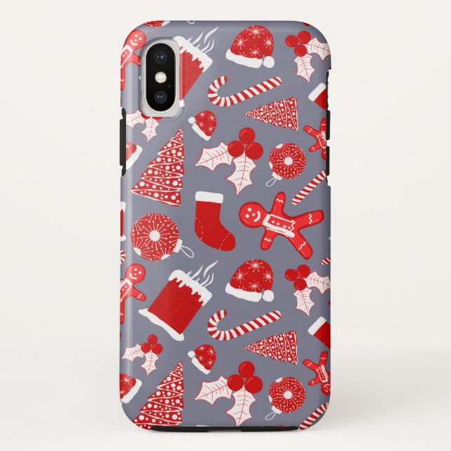 Cute Festive Red Illustrations Christmas Pattern Case-Mate iPhone Case (Back)