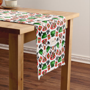 Cute Festive Red Kasky Christmas Reindeer Short Table Runner