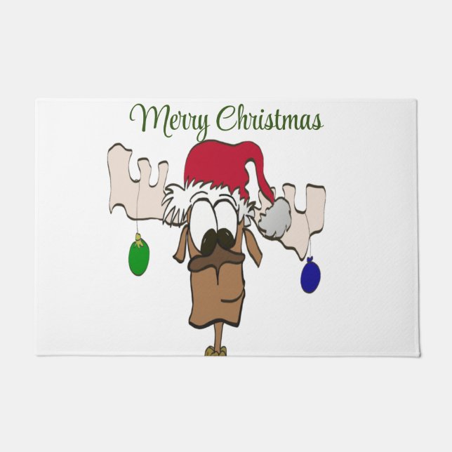 Cute Festive Reindeer Doormat (Front)