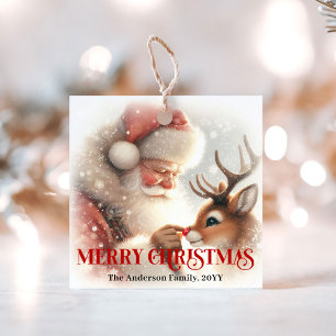 Cute Festive Santa and Rudolph Christmas Gift Tags