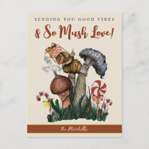 Cute Festive Snail Merry Magic Mushroom Christmas  Postcard