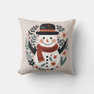 Cute Festive Snowman Christmas Cushion