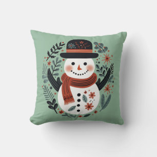 Cute Festive Snowman Christmas Cushion