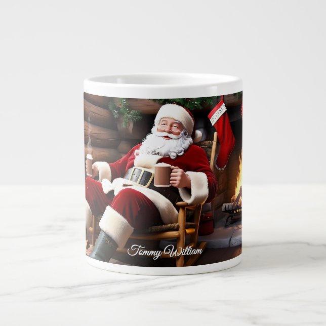 Cute Festive Vintage Traditional Christmas Large Coffee Mug (Front)
