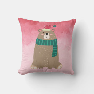 Cute Festive Winter Bear Cushion